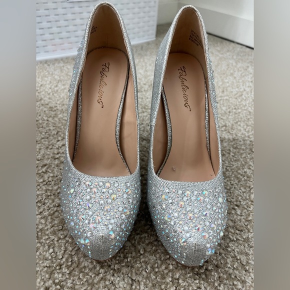Silver fabulicious pleaser glitter shoes heels - Picture 4 of 10